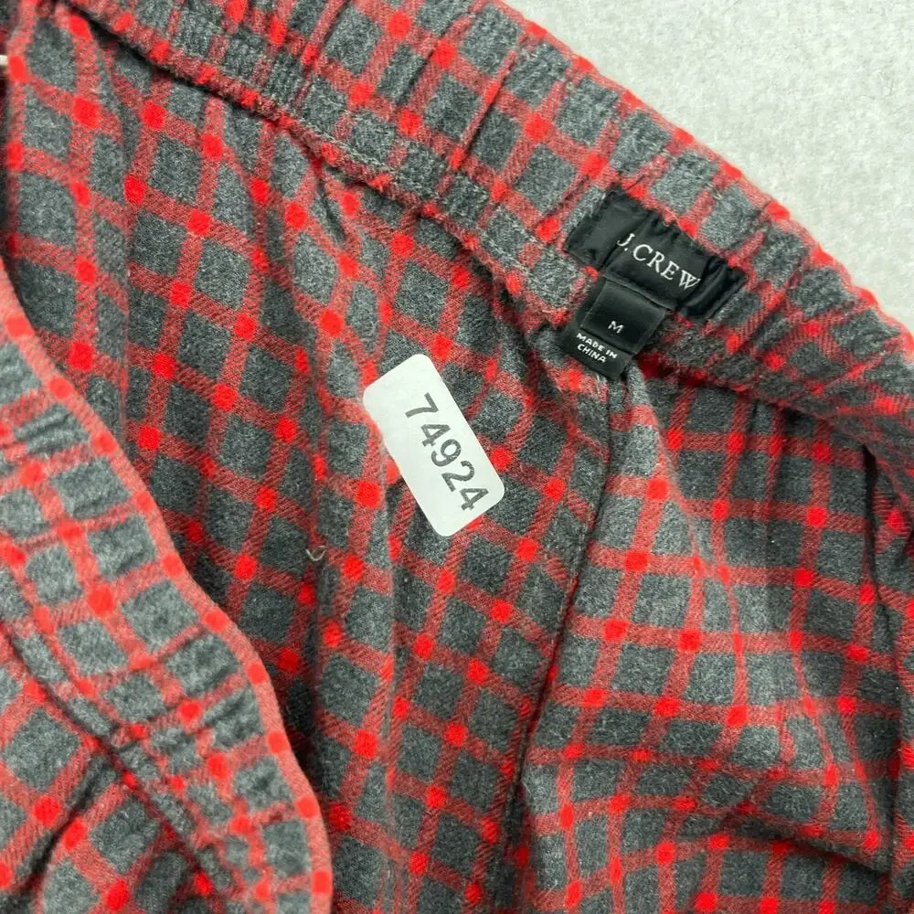 J.CREW Pajama Pants Mens M Flannel Check Lounge PJ Drawstring Cotton Gray